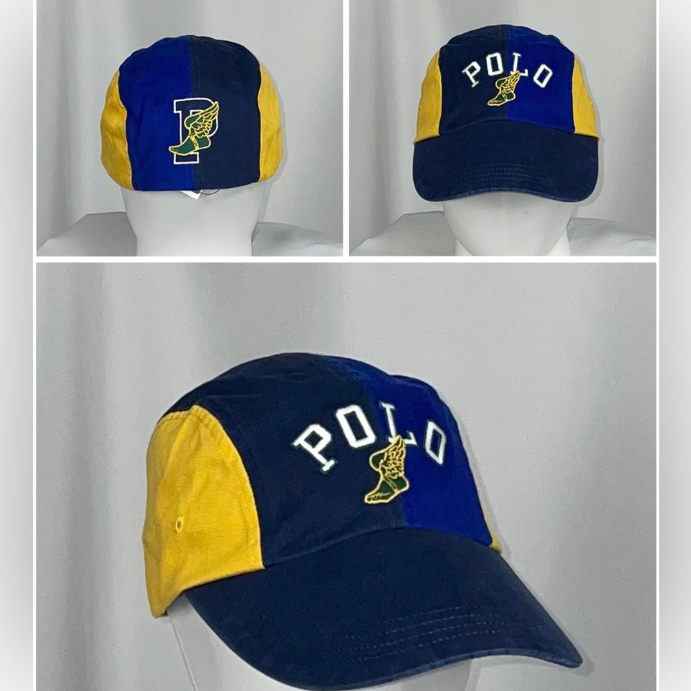 New large/XL Polo Ralph Lauren P-Wing Long Bill 4 Panel Tri Patch Crest Hat Cap